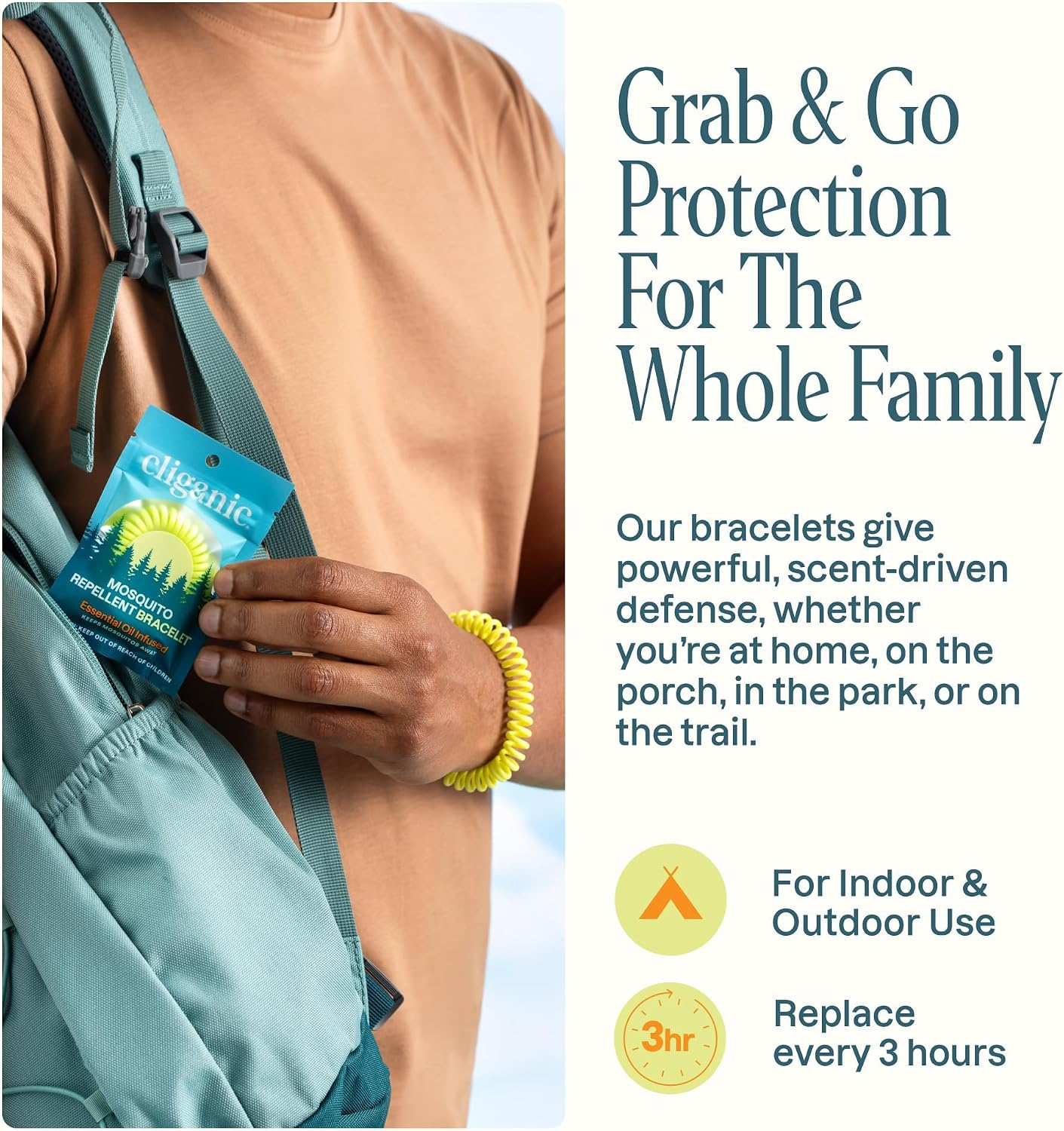 Cliganic Mosquito Repellent Bracelets for Kids & Adults, Natural, 20 Pack