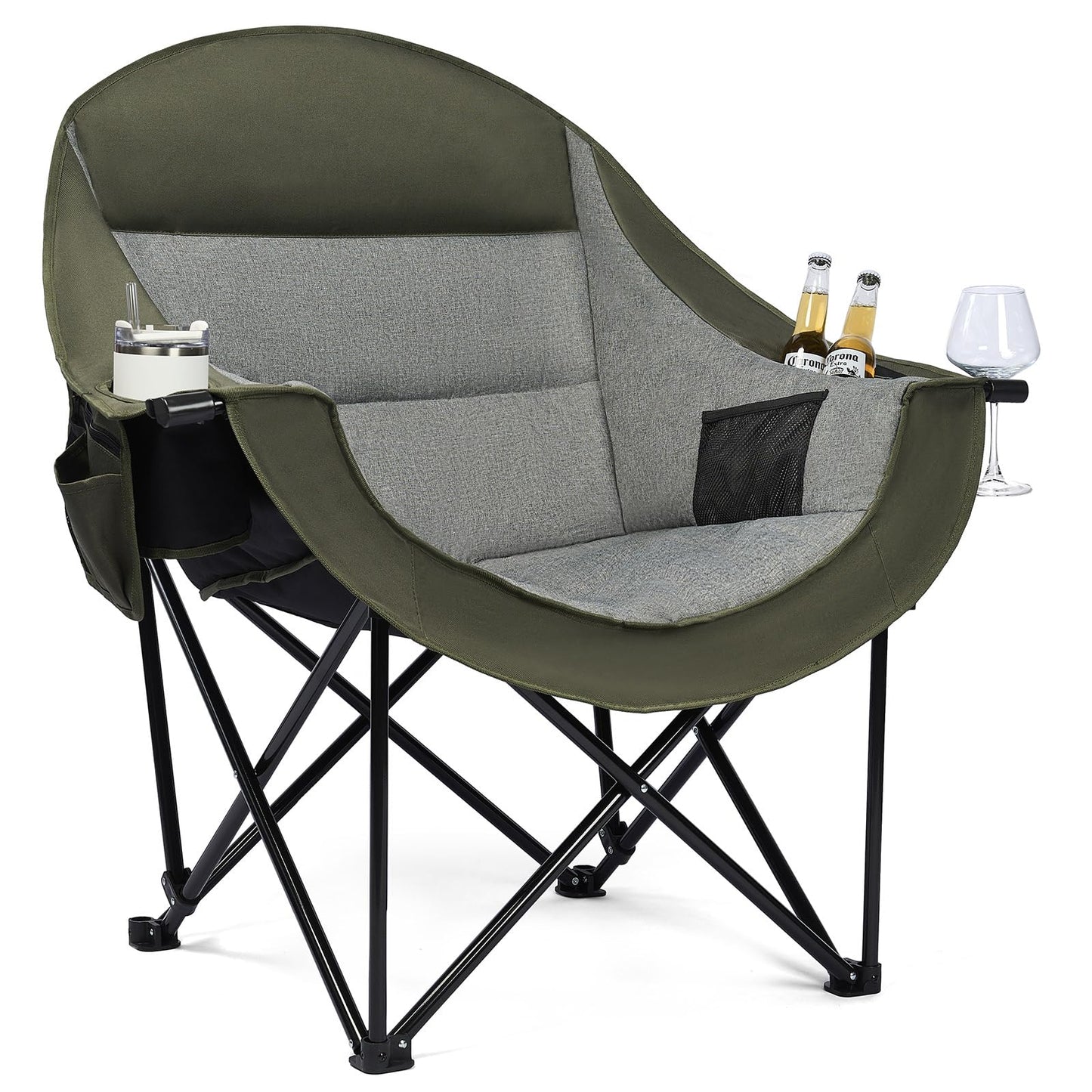 Oversized Camping Chairs for Adults - Heavy Duty Padded Outdoor Camp Chair