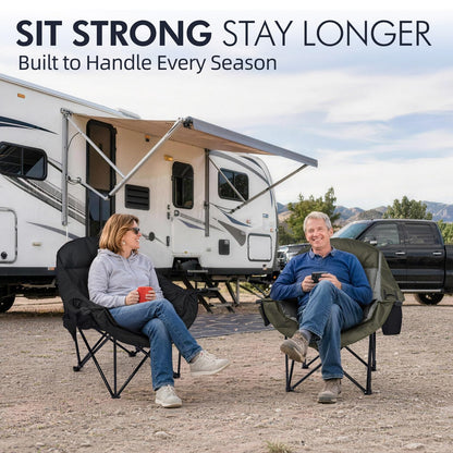 Oversized Camping Chairs for Adults - Heavy Duty Padded Outdoor Camp Chair