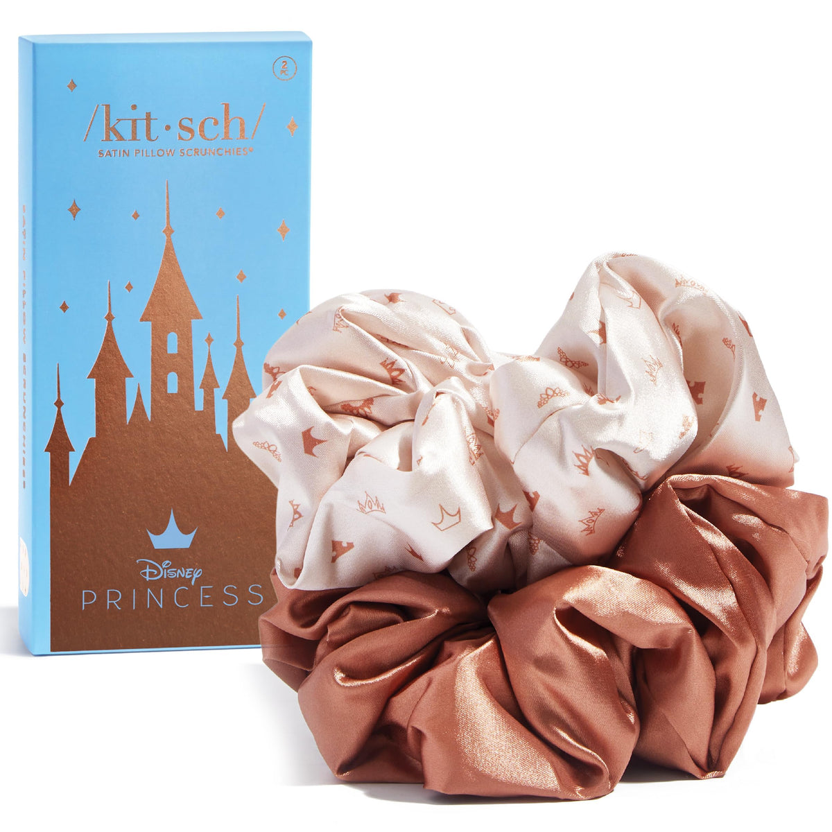 Kitsch Ultra-Petite Satin Scrunchies for Women - Cherry Blossom, 5pcs