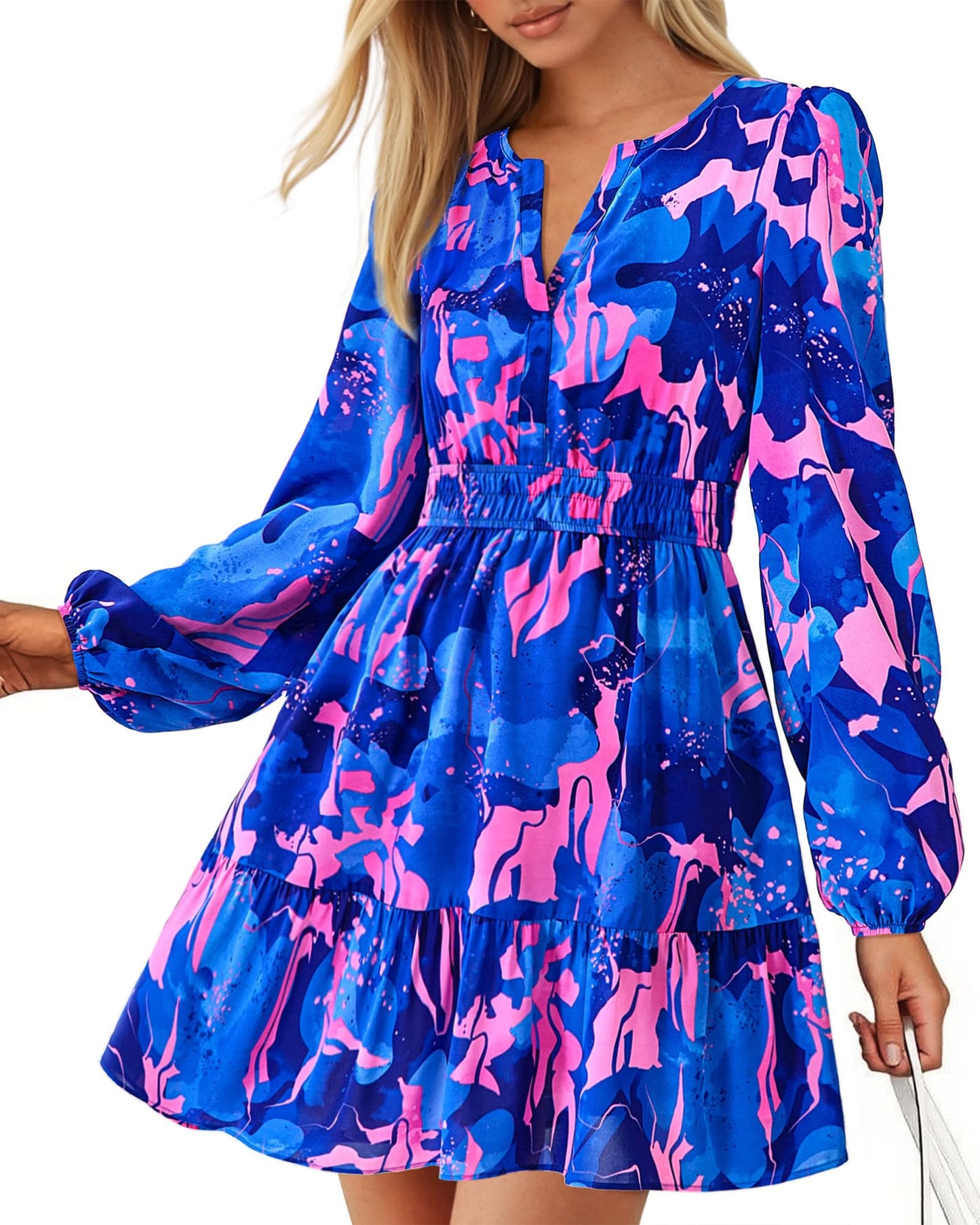 BTFBM Women’s Floral Long Sleeve Mini Dress