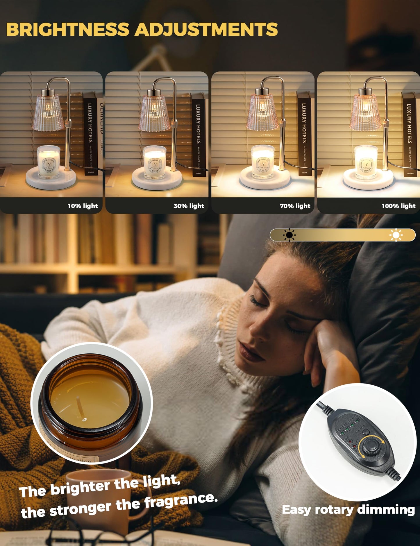 GODONLIF Candle Warmer Lamp with Cycle Timer, Birthday Gifts for Women Mom Her, House Warming Gifts New Home Room Decor, Wax Melt Warmer for Jar Candles with 2 Bulbs