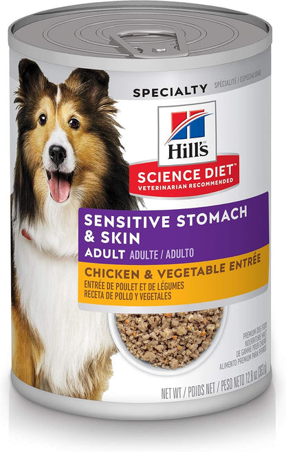 Hill's Science Diet Adult Sensitive Stomach & Skin Wet Dog Food, Turkey & Rice, 12.5 oz. Cans, 12-Pack