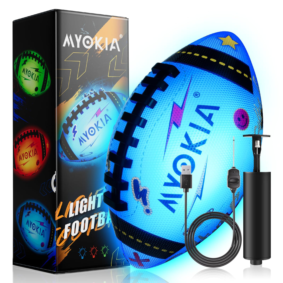 Rechargeable Light Up Soccer Ball Size 5 Tri-Color Glow in Dark