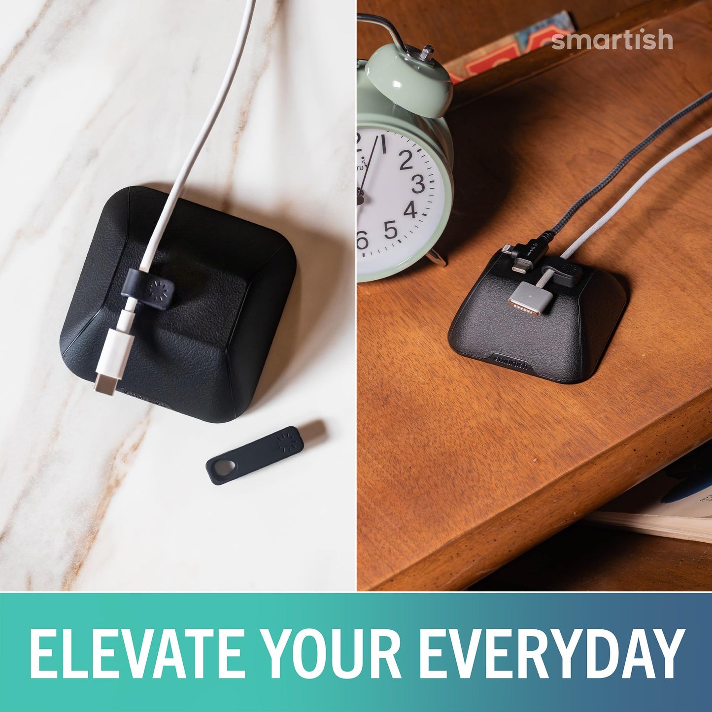 Smartish® Magnetic Cord Holder - Bigger Cable Wrangler Organizer with Magnet Clips for Charger Management on Desktop, Nightstand - Holds 6+ Cables - I'm Blushing