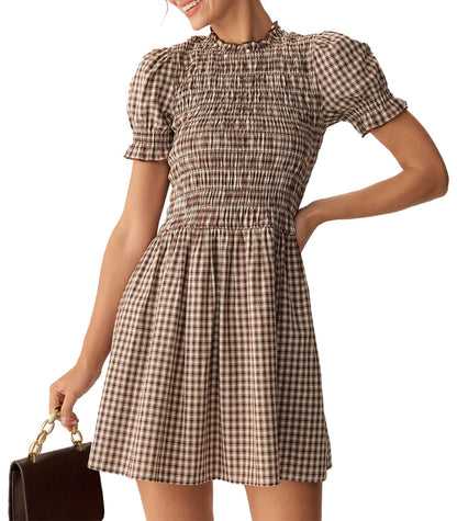 RIHOAS Plaid Gingham Mini Dress