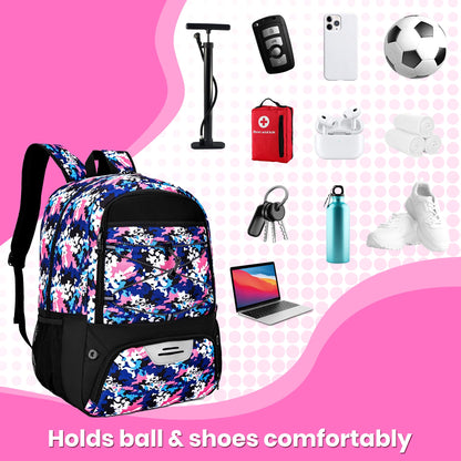 Hsmihair Soccer Bag,Youth Soccer Backpack with Ball and Cleat Compartment