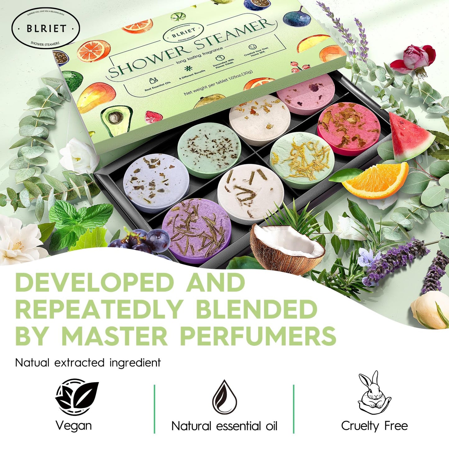 Blriet Shower Steamers Aromatherapy Relief Gifts for Women Teen Girls 8 ct