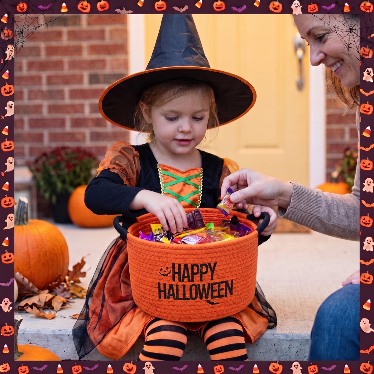 Yungyan Halloween Movie Night Supplies Snack Tray, Orange Gift Basket