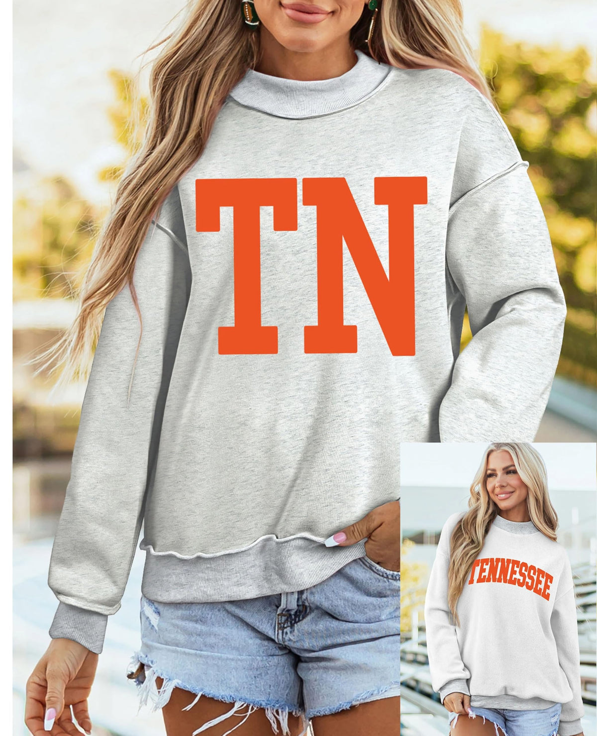 SELINK Womens Double Printed Reversible Mock Neck Sweatshirts Pullover Tops