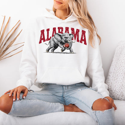 Alabama Elephant Football Sweatshirt – Vintage Sport Grey Crewneck Pullover – Retro Game Day Apparel for Men & Women