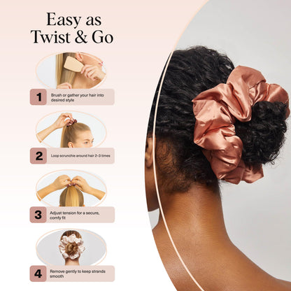 Kitsch Ultra-Petite Satin Scrunchies for Women - Cherry Blossom, 5pcs