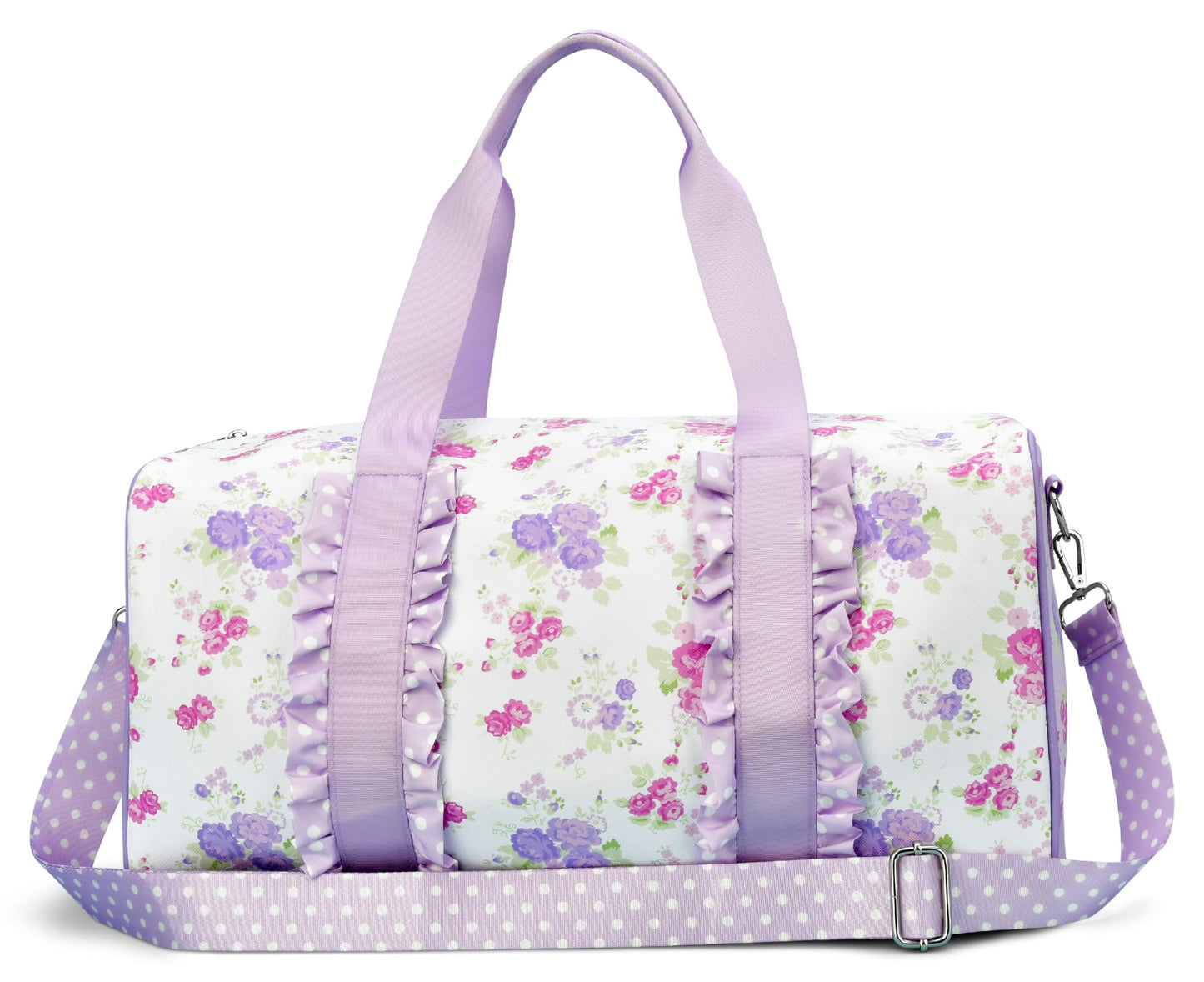 iscream 17" x 10" Duffle Bag with Double Handles, Removable, Adjustable Should Strap and Ruffle Accents - Vintage Vibes