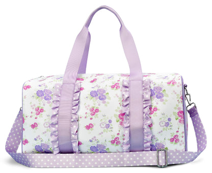 iscream 17" x 10" Duffle Bag with Double Handles, Removable, Adjustable Should Strap and Ruffle Accents - Vintage Vibes