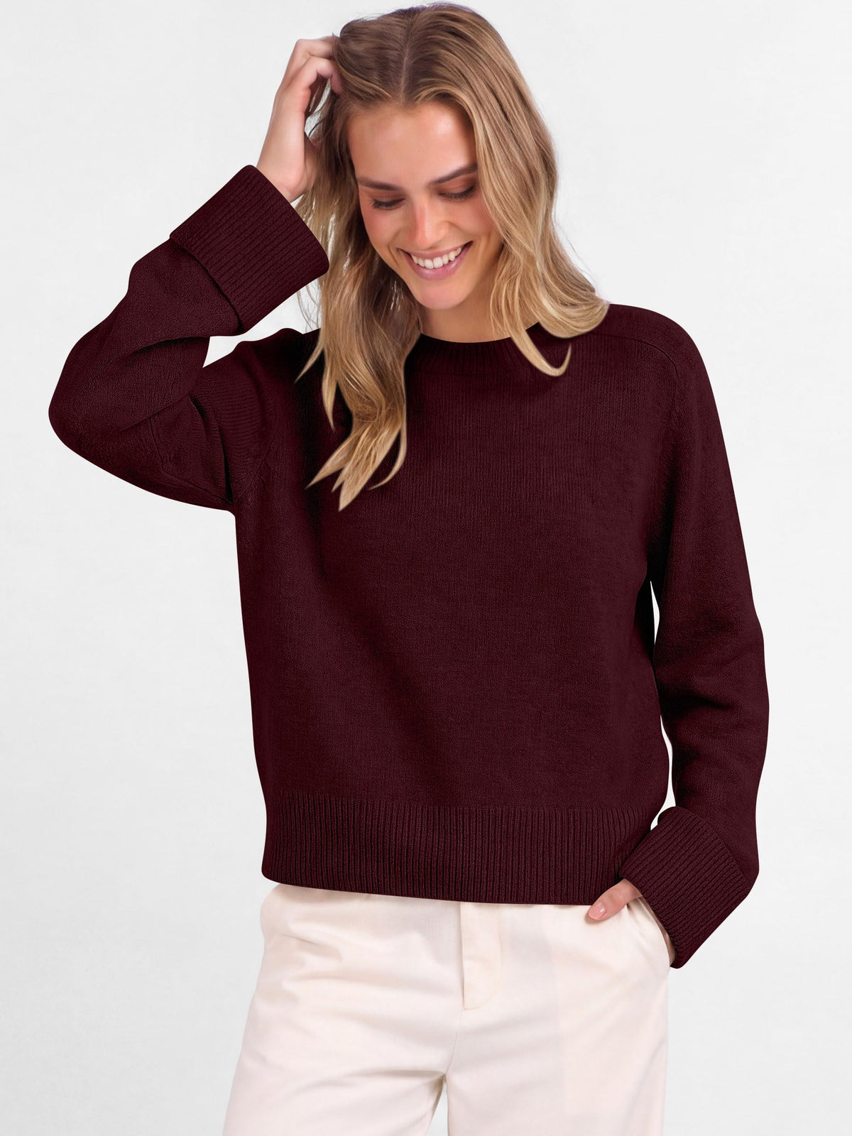 ANRABESS Sweaters for Women Cropped Fall Lightweight Pullover