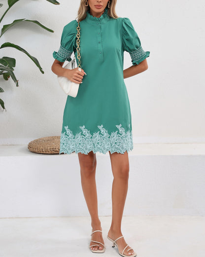 YEXPINE Women's Summer Embroidered Mini Dress