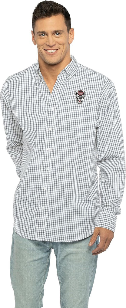 Vantage Men's Collegiate Easy-Care Long Sleeve Gingham Check Button Down Shirt