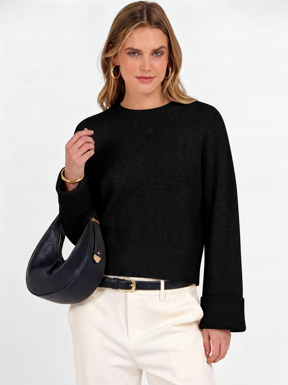ANRABESS Sweaters for Women Cropped Fall Lightweight Pullover