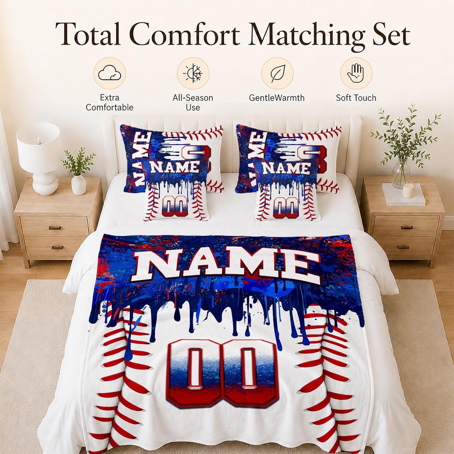 Kids Blanket Custom Baseball Blankets, Splashed Ink Throw Bed Travel