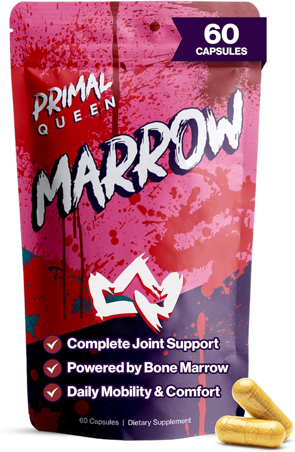 Primal Queen Marrow – Bone Marrow Joint Support for Women | 46x Bioavailable Curcuwin® Turmeric, Hyaluronic Acid, Boswellia | Joint Flex Support, 46x More Absorption