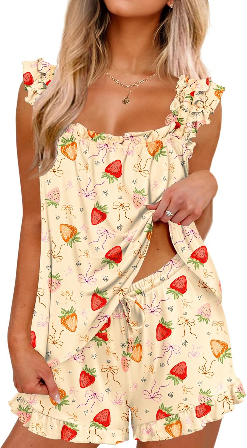 Ekouaer Pajama Set - 2 Piece Ruffle
