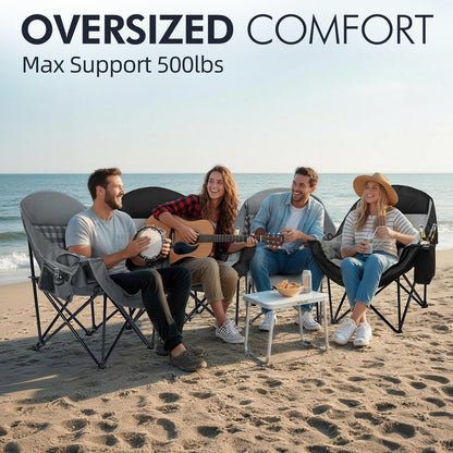 Oversized Camping Chairs for Adults - Heavy Duty Padded Outdoor Camp Chair