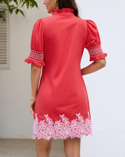 YEXPINE Women's Summer Embroidered Mini Dress