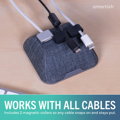 Smartish® Magnetic Cord Holder - Bigger Cable Wrangler Organizer with Magnet Clips for Charger Management on Desktop, Nightstand - Holds 6+ Cables - I'm Blushing