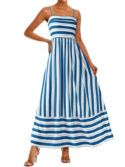 PRETTYGARDEN Women’s Boho Floral Striped Summer Maxi Dress