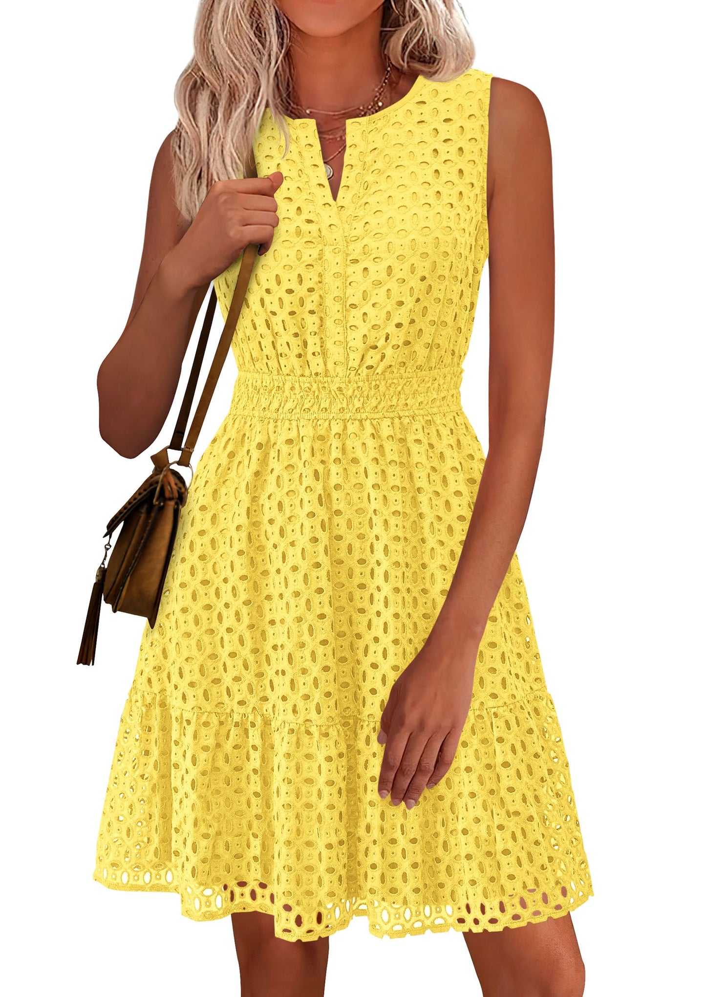PRETTYGARDEN Women's Summer Eyelet A Line Short Dress