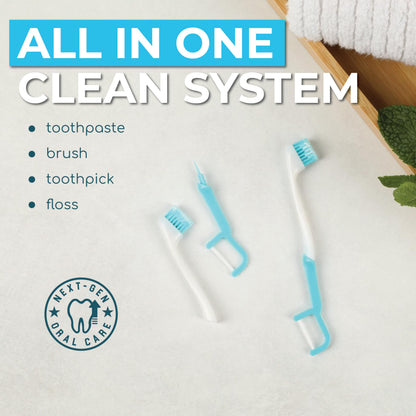 Brushee - The Evolution of Oral Care | 4-in-1 Tool (Paste + Brush + Floss + Pick) | Individually Wrapped | Disposable | Prepasted Travel Toothbrushes | Small Adult Toothbrush - (24-Pack)