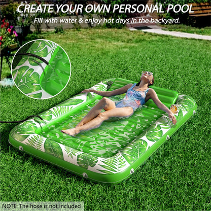 Inflatable Tanning Pool Lounger Float - Jasonwell 4 in 1 Sun Tan Tub Sunbathing Pool Lounge Raft Floatie Toys Water Filled Tanning Bed Mat Pad for Adult Blow Up Kiddie Pool Kids Ball Pit Pool (L)