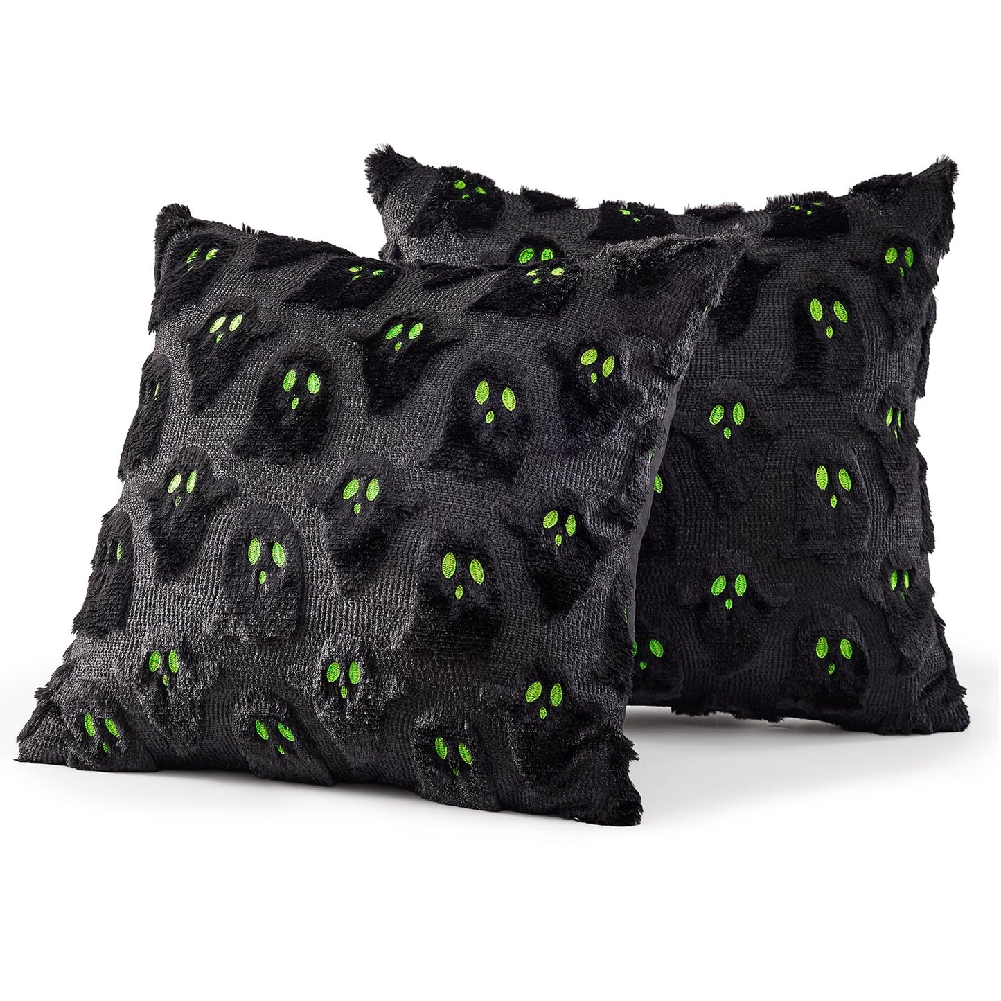 MIULEE Cute Ghost Halloween Pillow Covers 20x20 Inch Set of 2 White | Soft Plush Faux Fur Throw Pillows Spooky Fall Decorative Cushion Covers for Couch Sofa Bed Porch Living Room