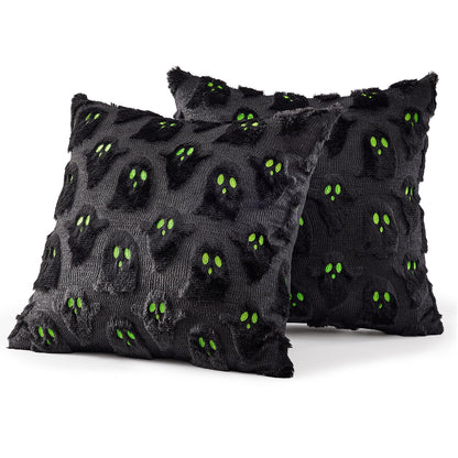 MIULEE Cute Ghost Halloween Pillow Covers 20x20 Inch Set of 2 White | Soft Plush Faux Fur Throw Pillows Spooky Fall Decorative Cushion Covers for Couch Sofa Bed Porch Living Room