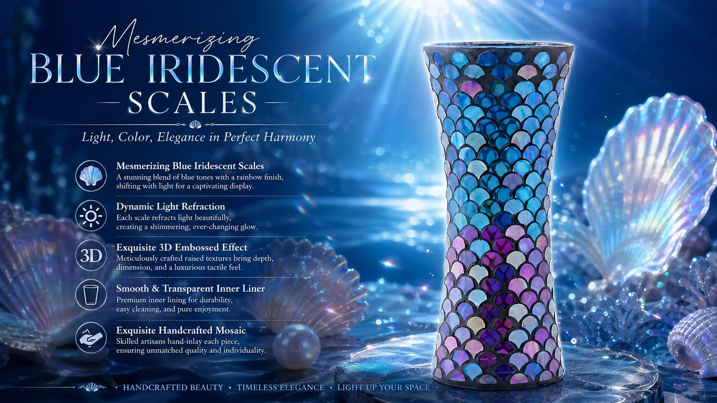 11.6" H Purple Red Mosaic Vase