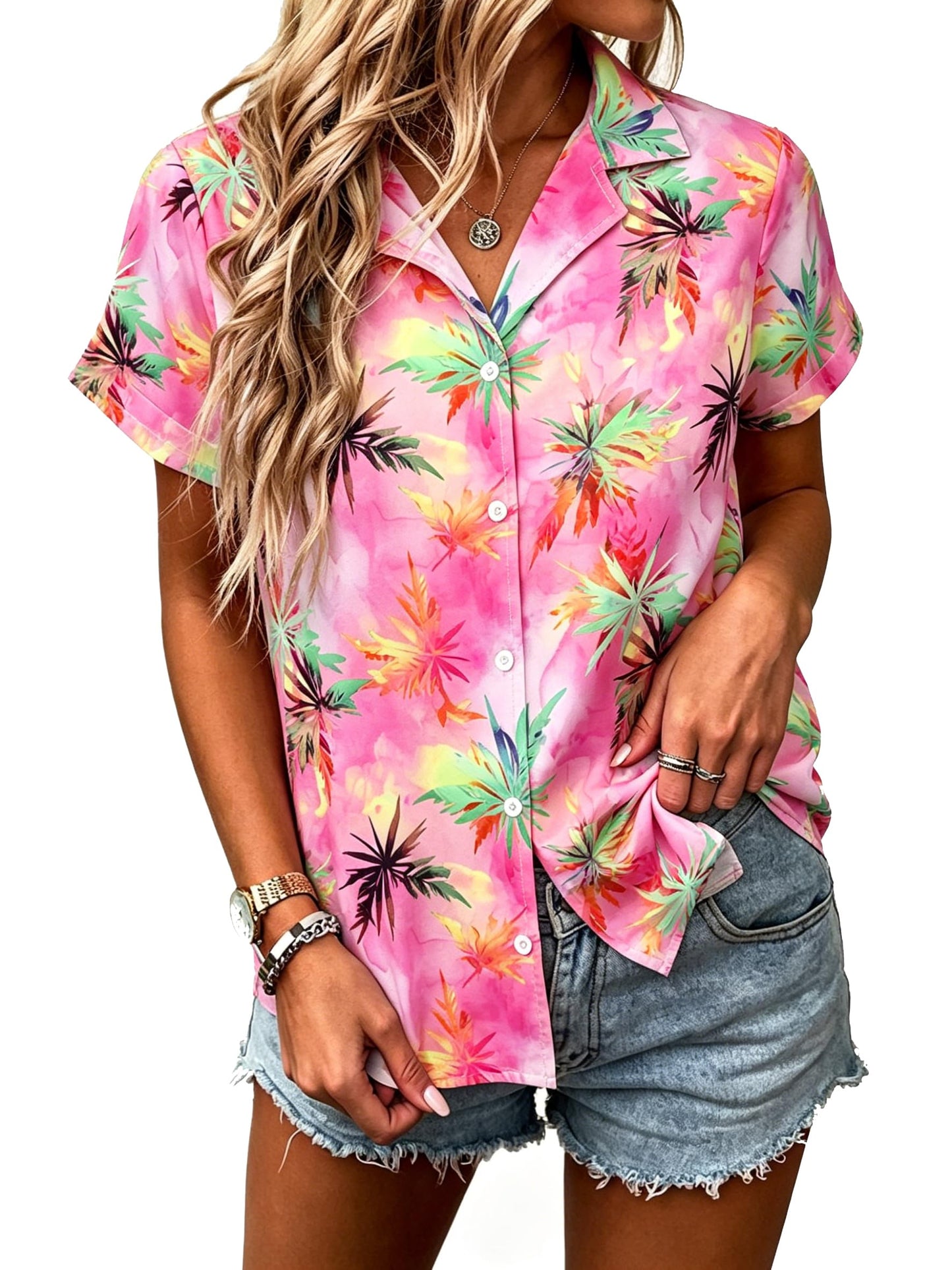 UNIQUEONE Womens Hawaiian Shirt