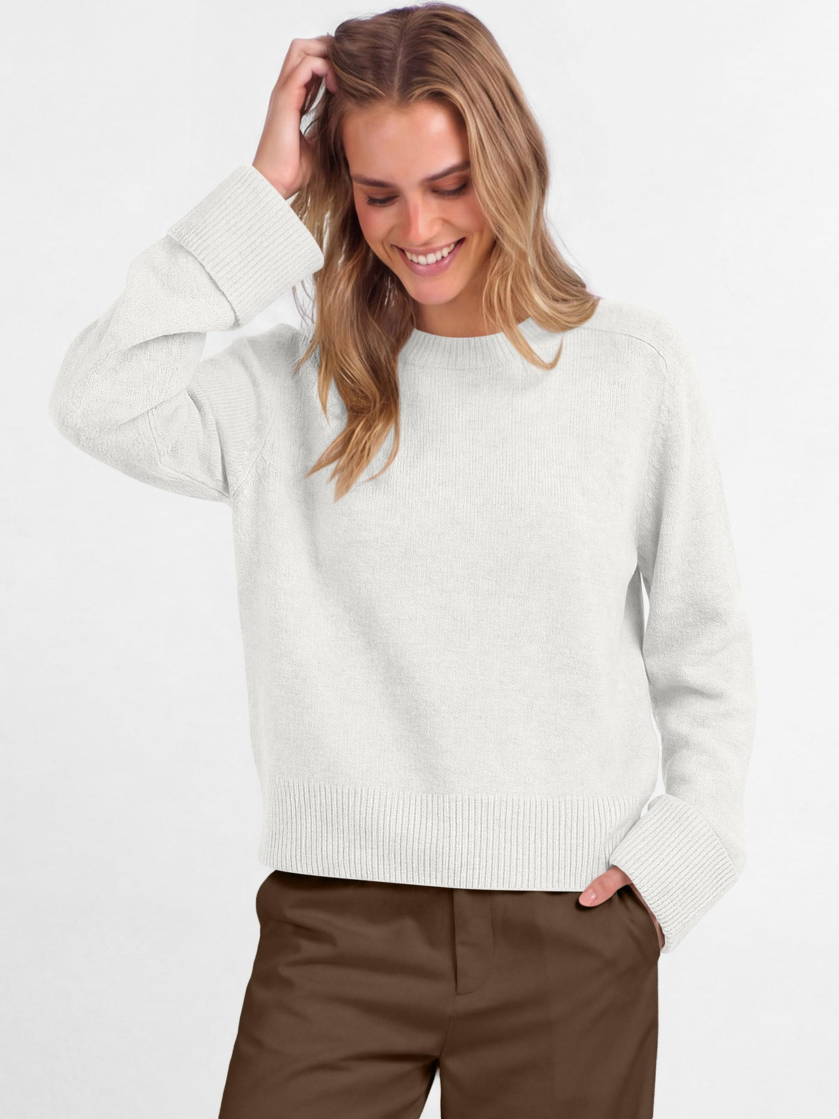 ANRABESS Sweaters for Women Cropped Fall Lightweight Pullover