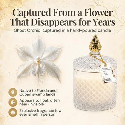 VIONAMI Ghost Orchid Rare Flower Fragrance Luxury Scented Candle Gift | Decorative Soy Candles Birthday Gifts for Women, Elegant Glass Jar, 14.8oz, 80Hr Long Lasting Burn, Luxury Candles for Women