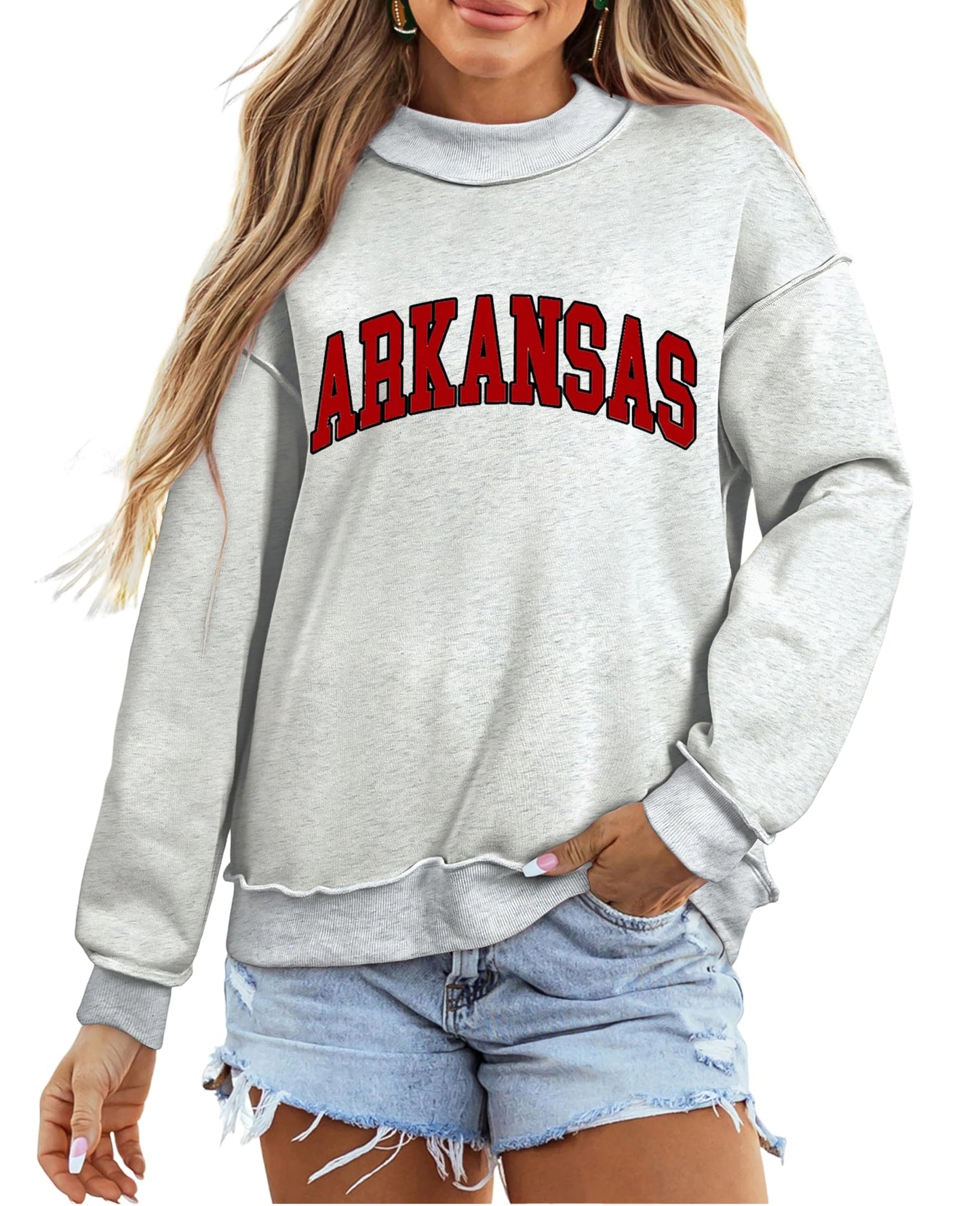 SELINK Womens Double Printed Reversible Mock Neck Sweatshirts Pullover Tops