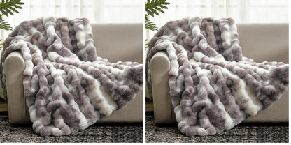 Cozy Bliss Faux Fur Throw Blanket for Couch, Fuzzy Soft Plush Thick Bubble Blanket for Sofa Bedroom Living Room, 50 * 60 Inches Tie Dye Pink