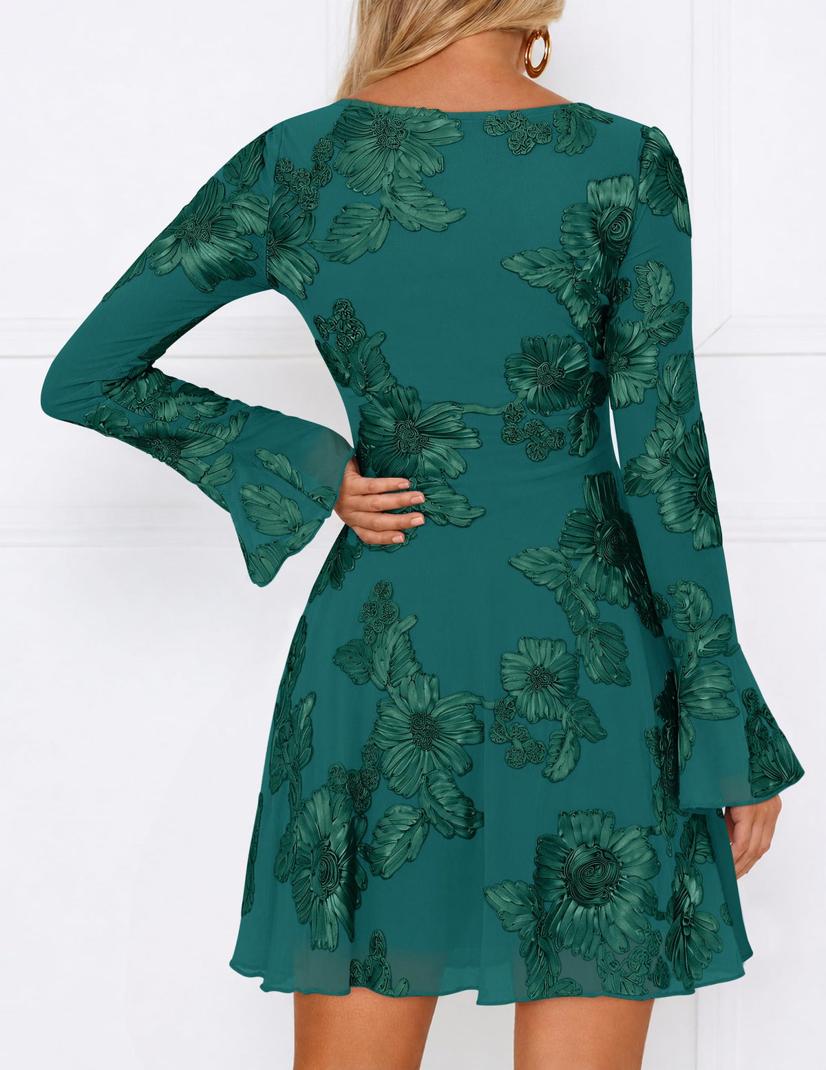 ZESICA Women's 2026 Fall Floral Wedding Guest Cocktail Mini Dress