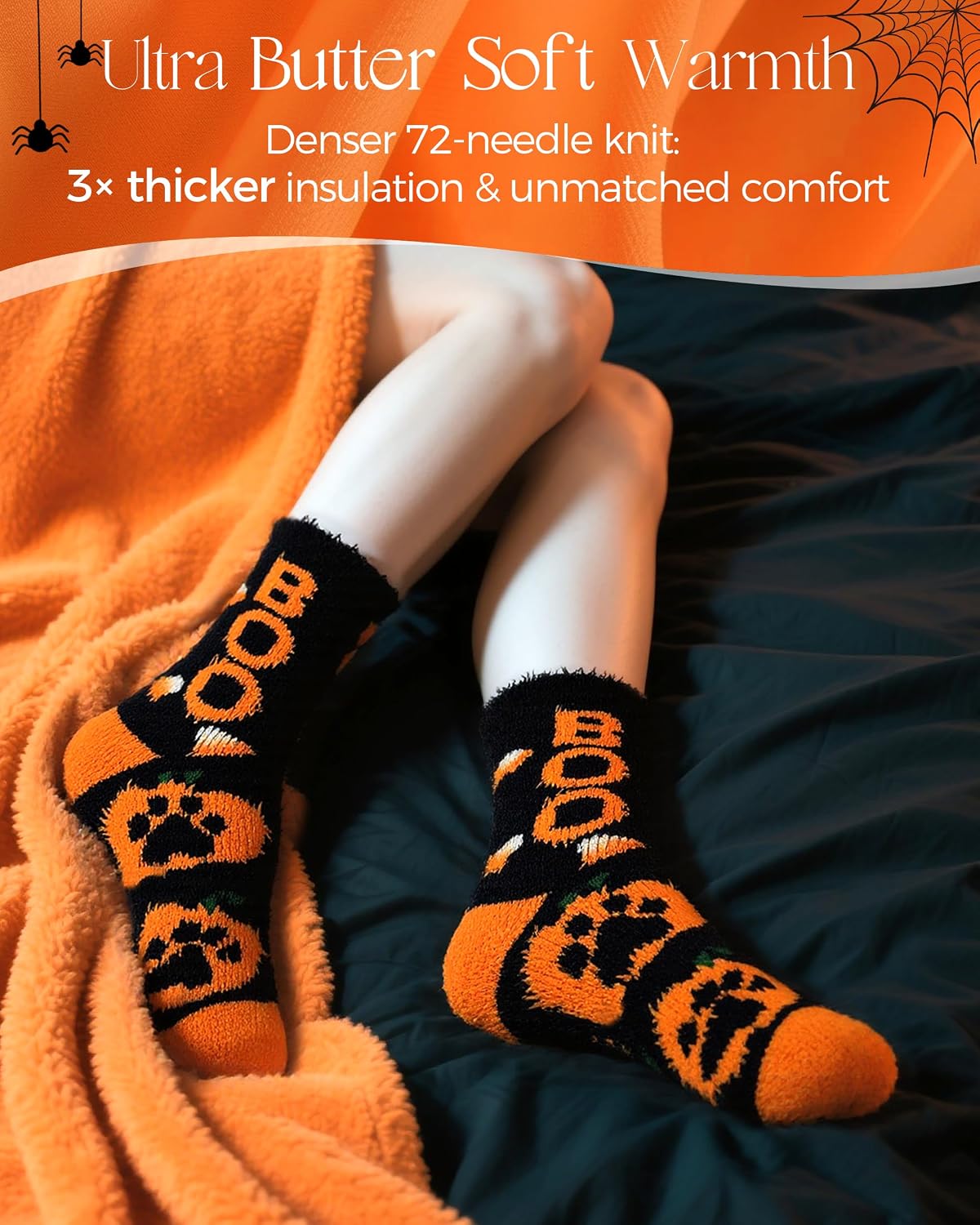 AIVEI Halloween Gifts Fuzzy Socks for Women Boo Spooky Basket Stuffers