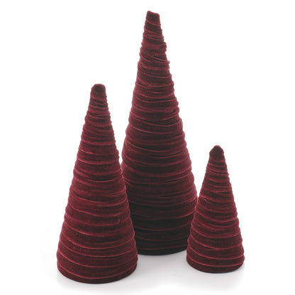 Your Heart's Content Red Velvet Trees Set of 3, Winter Wedding Centerpiece, Valentine Tabletop Tree Decor, Cozy Handmade Romantic Home Decor, Bookshelf Accent, Gift for (Red)