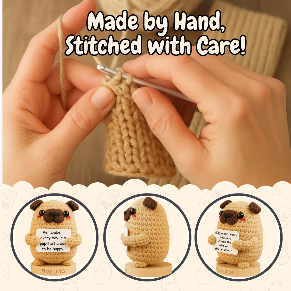 Emotional Support Gifts for Women - Positive Crochet Cupcake W/ 30 Uplifting Affirmation Cards | Birthday Gift for Women Friendship, Best Friend, Bestie, Teen Girls, Classmates, Daughter Birthday