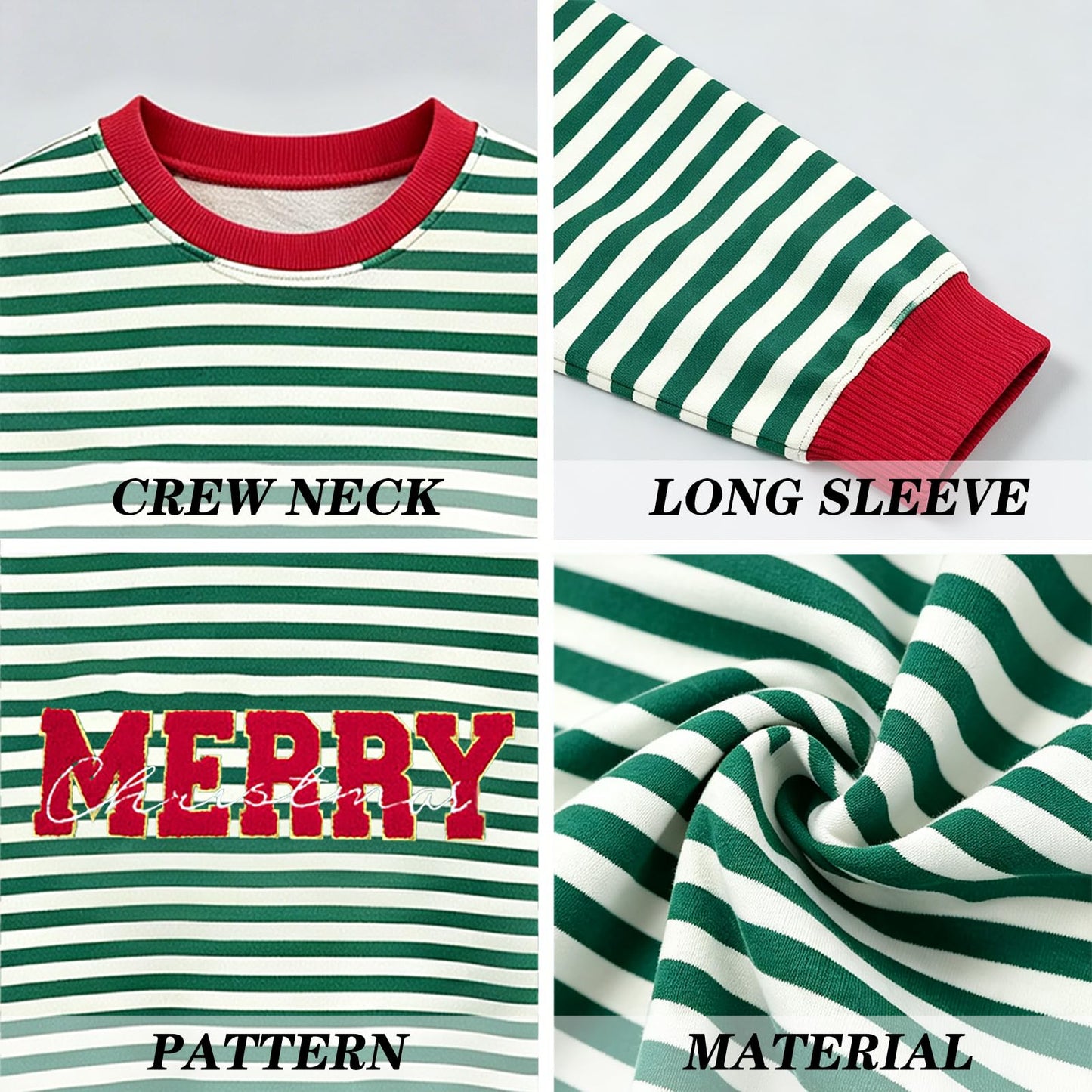 Christmas Sweatshirts For Women Jolly Glitter Patch Striped Sweater