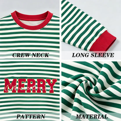Christmas Sweatshirts For Women Jolly Glitter Patch Striped Sweater
