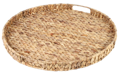 Gurfuy Extra Large Round Ottoman Table Tray with Handles - 19.7" Handmade Wicker Serving Hand Woven Tray for Farmhouse Decorative Oversized Coffee Table Trays Living Room Kitchen Counter Breakfast