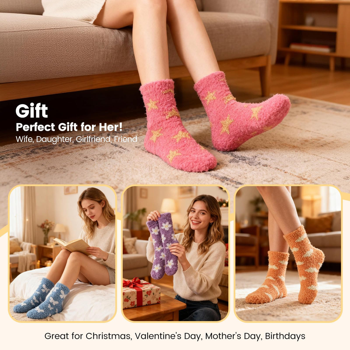 Womens Fluffy Fuzzy Socks,Winter Cozy Soft Warm Socks Gifts for Womens