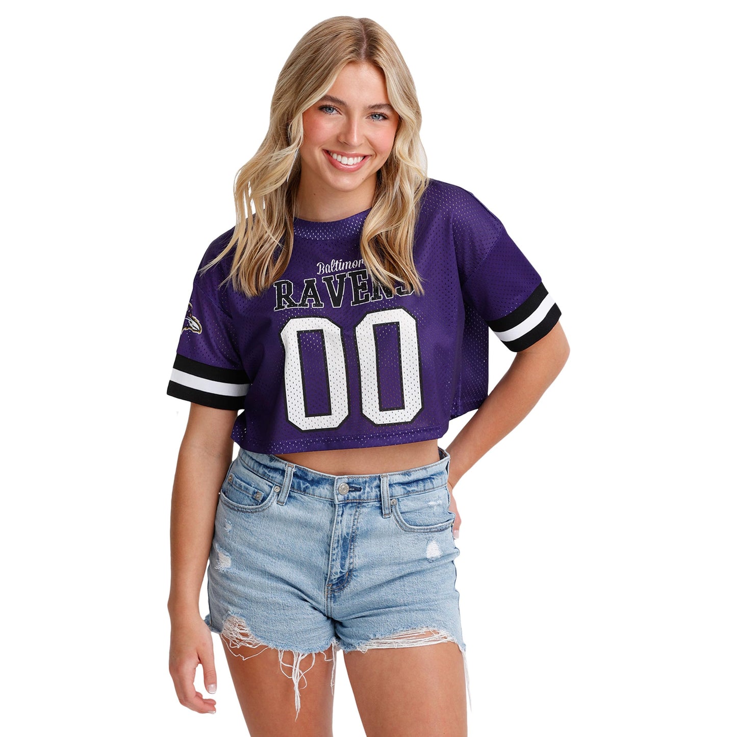 FOCO NFL Womens NFL Ladies Fashion Gameday Jersey Mesh Crop Top Shirt
