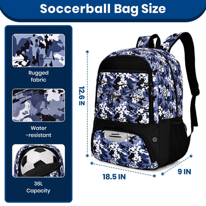 Hsmihair Soccer Bag,Youth Soccer Backpack with Ball and Cleat Compartment
